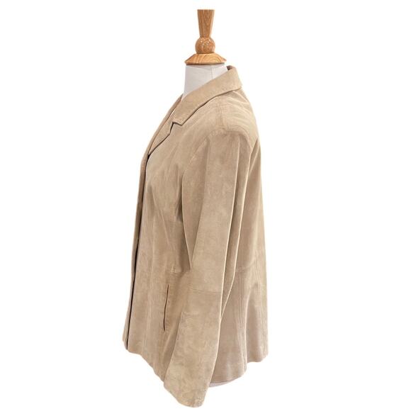 Vintage Liz Claiborne Beige/Tan Suede Blazer / Jacket, Pockets, Size XL - Picture 3 of 14